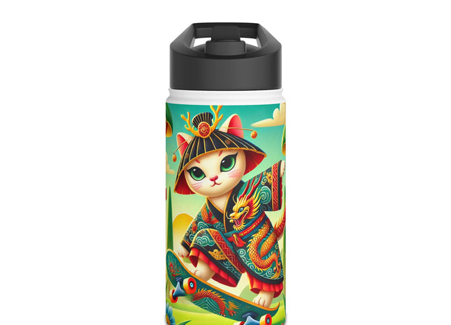 Dragon Dance on Wheels Stainless Steel Water Bottle, Standard Lid