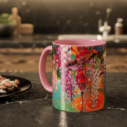 Golden Wisteria Elegance Colorful Mugs (11oz, 15oz)