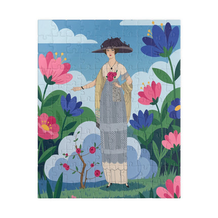 🌸🎩 The Lady Of The Grand Flower Garden Puzzle – Art Deco Fashion Illustration