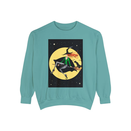 A Witch’s Moonlit Flight Unisex Garment-Dyed Sweatshirt