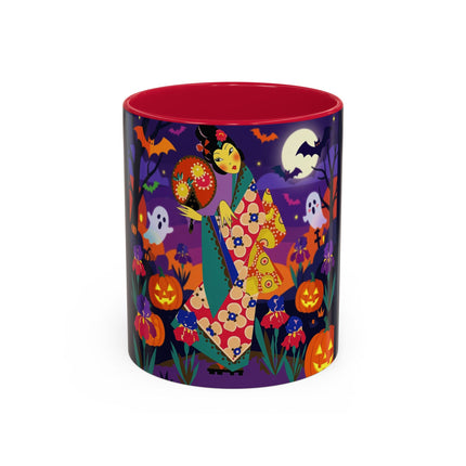 🌙🎃 The Moonlit Garden Masquerade Colorful Mug – Floral Halloween Charm