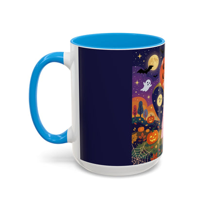 🎃🐈‍⬛ The Pumpkin Moon Embrace Colorful Mug – Whimsical Halloween Charm