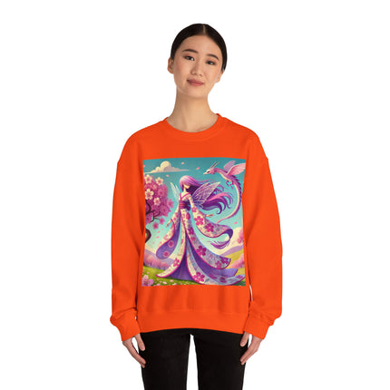 Petals in the Wind: The Kimono Fairy and the Sky Dragon Heavy Blend™ Crewneck Sweatshirt