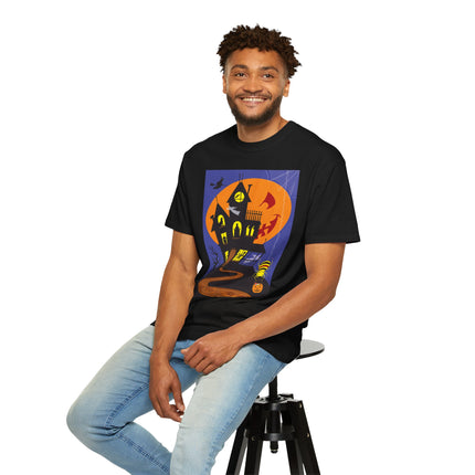Halloween Night at the Haunted House Unisex Garment-Dyed T-shirt