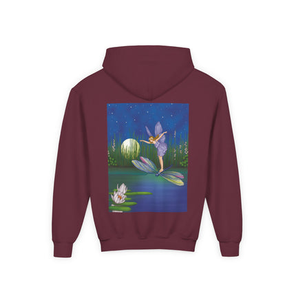 Fairy on a Dragonfly Youth Hooded Sweatshirt – Timeless Magic & Dreamlike Wonder