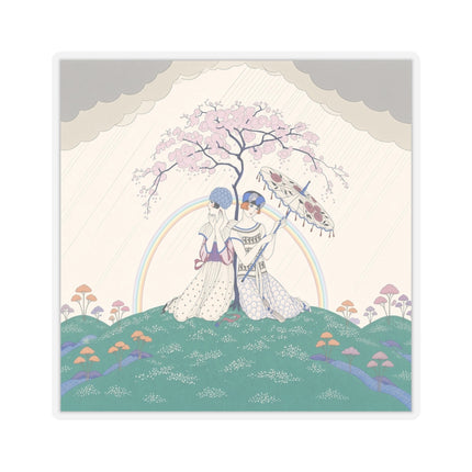 🌈☂️ Beneath The Rainbow Tree Kiss-Cut Stickers – Art Deco Spring Fantasy