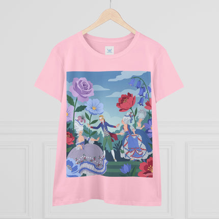 🎭🌸 The Garden Masquerade Cotton Tee – Art Deco Fashion Illustration