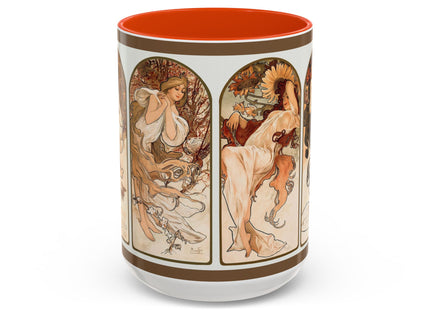 The Seasons by Alphonse Maria Mucha Colorful Mugs (11oz, 15oz)