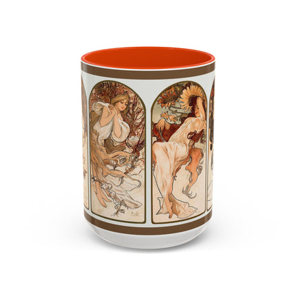 The Seasons by Alphonse Maria Mucha Colorful Mugs (11oz, 15oz)