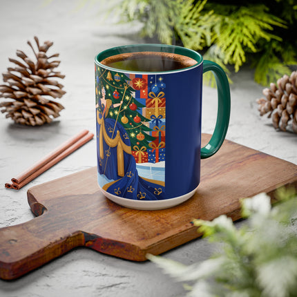 👑🎄 The Christmas Queen Of Golden Bells Colorful Mug – Art Deco Holiday Elegance