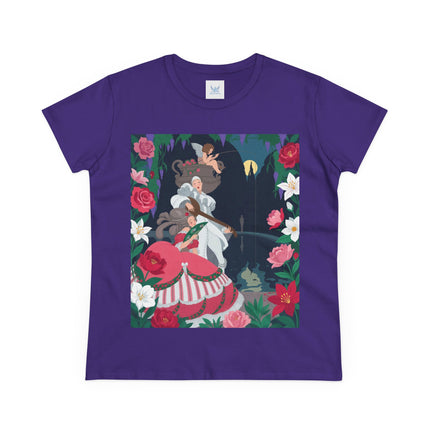 🌹🎶 The Midnight Garden Serenade Cotton Tee – Art Deco Romantic Fantasy