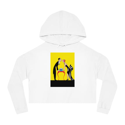 A Moment of Elegance: A Passionate Embrace Amidst Golden Splendor Women’s Cropped Hooded Sweatshirt