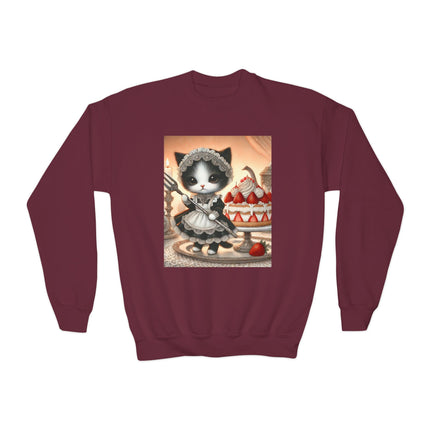 Patisserie Kitten Youth Crewneck Sweatshirt – Sweet Charm, Cozy Comfort & Storybook Delight