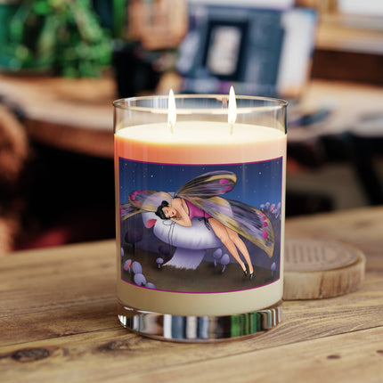 Slumbering Fairy on a Mushroom Scented Candle - Full Glass, 11oz