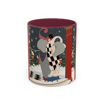 ❄️✨ The Winter Couture Promenade Colorful Mug – Art Deco Holiday Elegance