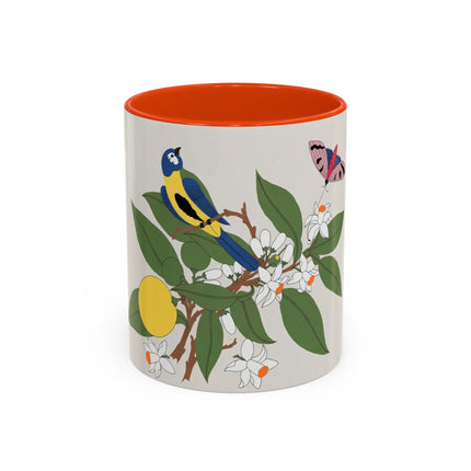 Blue Tit & Butterfly Colorful Mugs – Spring Harmony & Delicate Beauty