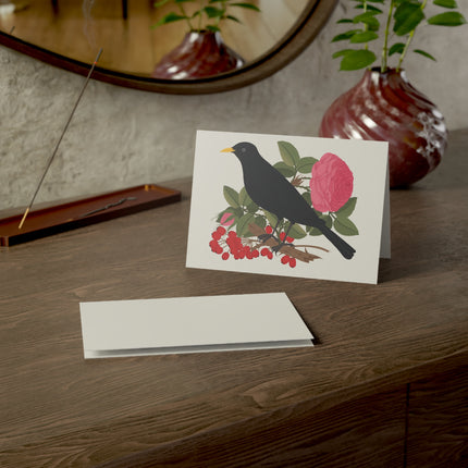 Blackbird & Rose Greeting Card – Timeless Beauty & Elegant Charm