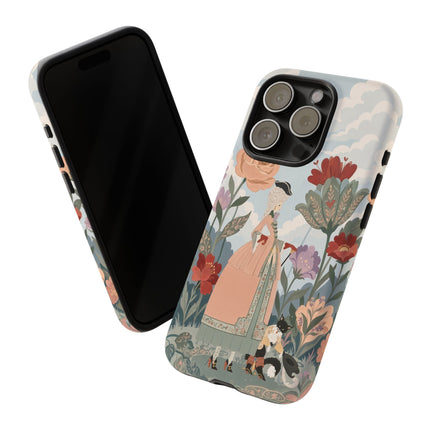 🌹🐈 The Lady And Puss In Boots Phone Case – Art Deco Floral Whimsy