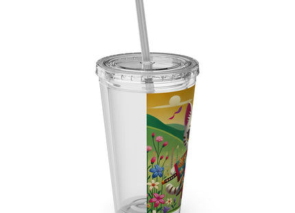 Samurai Kitten Sunsplash Tumbler with Straw, 16oz