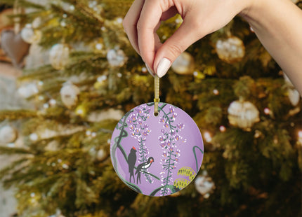 Songbirds in Wisteria Garden Glass Ornament