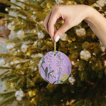 Songbirds in Wisteria Garden Glass Ornament