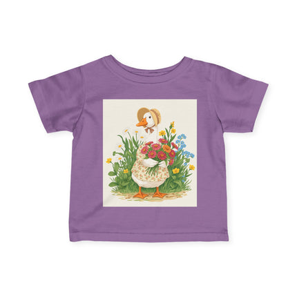 🪿🌸 The Little Flower Garden Goose Infant Fine Jersey Tee – Whimsical Woodland Charm