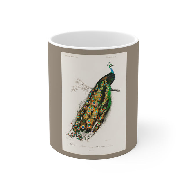 Indian Peafowl by Charles Dessalines D' Orbigny Ceramic Mug 11oz