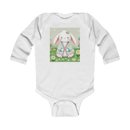 Spring Serenity Baby Long Sleeve Bodysuit – Bunny Meadow Kimono Design