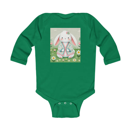 Spring Serenity Baby Long Sleeve Bodysuit – Bunny Meadow Kimono Design