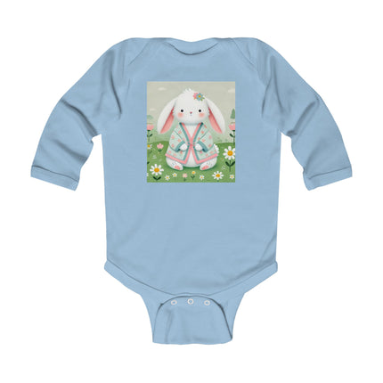 Spring Serenity Baby Long Sleeve Bodysuit – Bunny Meadow Kimono Design