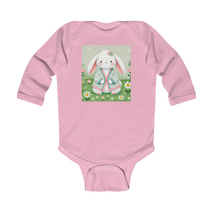 Spring Serenity Baby Long Sleeve Bodysuit – Bunny Meadow Kimono Design