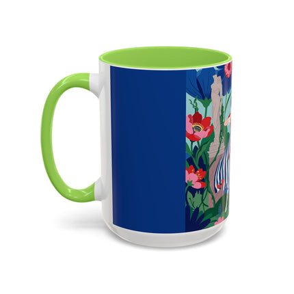 The Lady Of The Scarlet Bow Colorful Mugs – Art Deco Botanical Archer Elegance