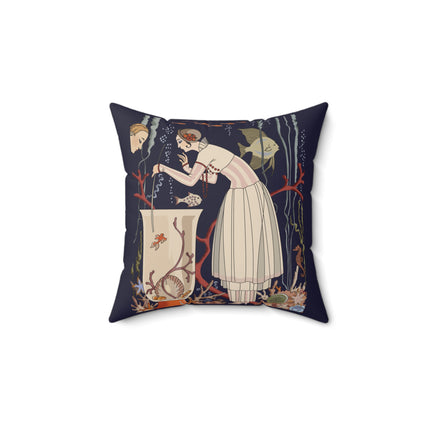 L'Etourdissant Petit Poisson (The Dazzling Little Fish) by George Barbier Spun Polyester Square Pillow