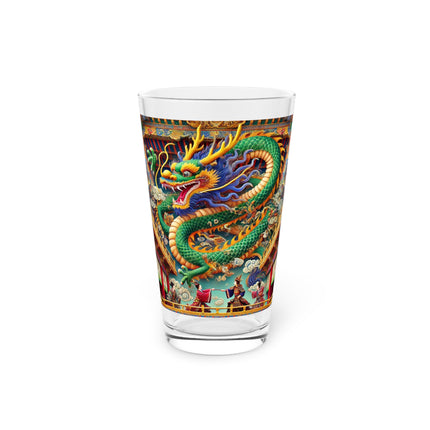 Tibetan Dragon Over Kabuki Duel Glass, 16oz