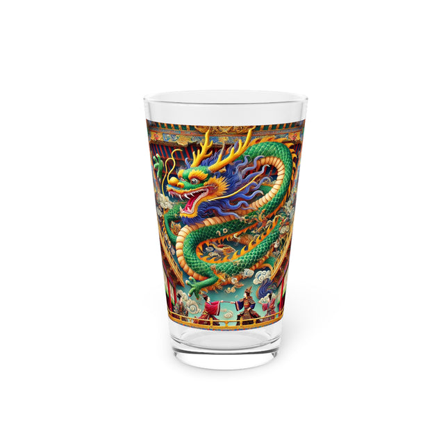 Tibetan Dragon Over Kabuki Duel Glass, 16oz