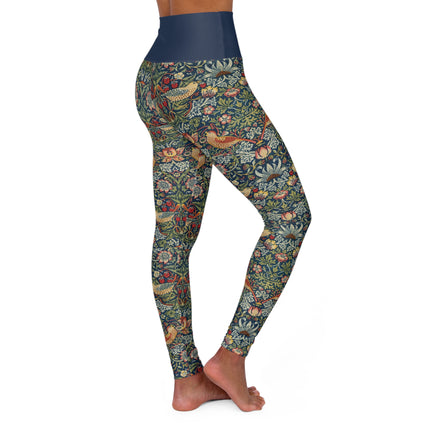Strawberry Thief by William Morris High Waisted Yoga Leggings (AOP)