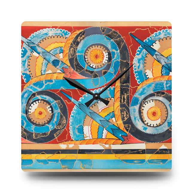 Reproduction of S-Spiral Frieze by Emile Gilliéron Acrylic Wall Clock, Round and Square