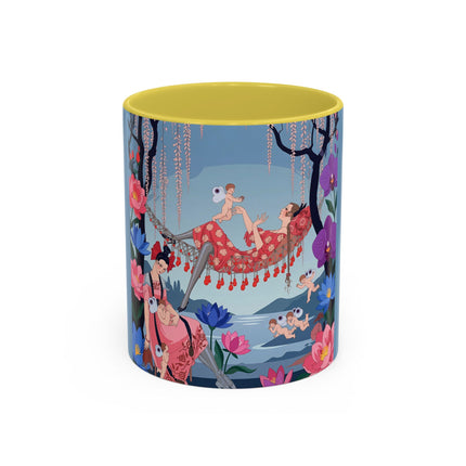 The Ladies Of The Enchanted Hammock Colorful Mugs – Art Deco Whimsical Garden Elegance
