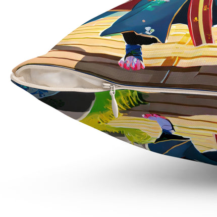Cyber Samurai Rat Spun Polyester Square Pillow