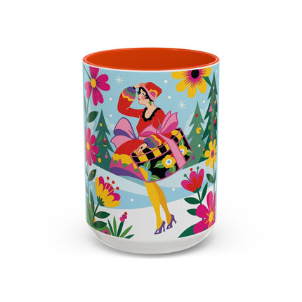 🌸🎄 Christmas In The Winter Garden Colorful Mug – Whimsical Holiday Fantasy