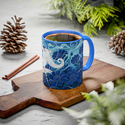 💙🌸 The Sapphire Wind Dancer Colorful Mug – Art Deco Floral Fantasy