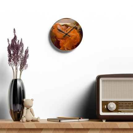 Flaming June by Frederic Leighton Acrylic Wall Clock, Round and Square