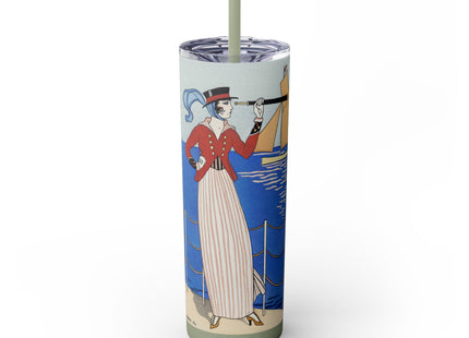 Costume de Yacht by George Barbier Skinny Tumbler with Straw, 20oz