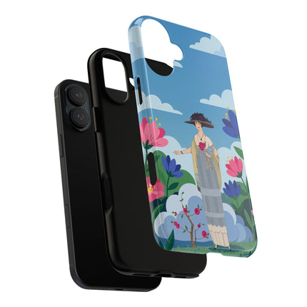🌸🎩 The Lady Of The Grand Flower Garden Phone Case – Art Deco Fashion Illustration