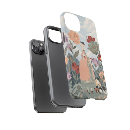 🌹🐈 The Lady And Puss In Boots Phone Case – Art Deco Floral Whimsy