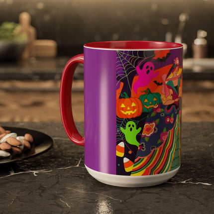 🌈👻 The Rainbow Ghost Masquerade Colorful Mug – Colorful Halloween Charm
