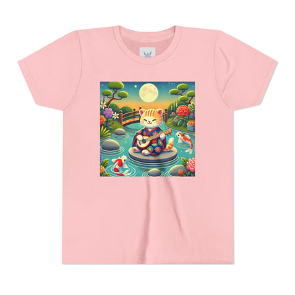 Melodic Kitten by the Koi Pond Youth Short Sleeve Tee