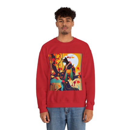 Black Cat in Kimono Unisex Heavy Blend™ Crewneck Sweatshirt