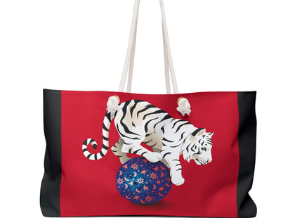 Majestic White Tiger on a Celestial Journey Weekender Bag