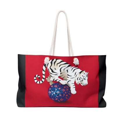 Majestic White Tiger on a Celestial Journey Weekender Bag